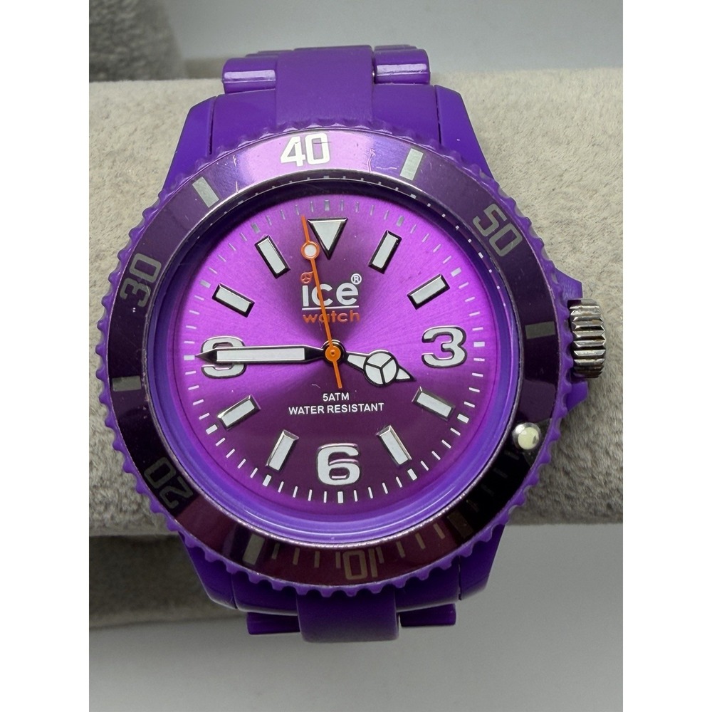 Ice Mens Watch Purple‎ New Battery 40MM 7.5" Plastic Band